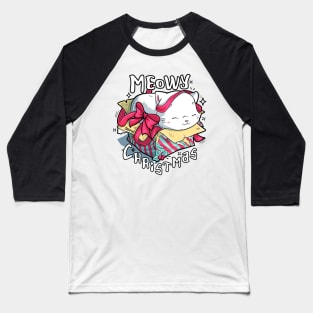 Meowy Christmas cat and Christmas pun Baseball T-Shirt
